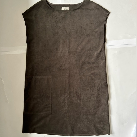 ARITZIA Wilfred Free Nori Faux Suede Tunic Dress with pockets dark green - Picture 7 of 10